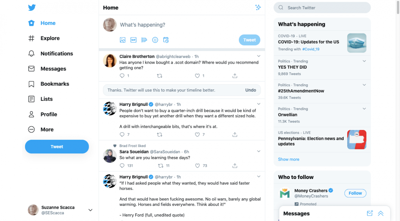 Twitter homepage