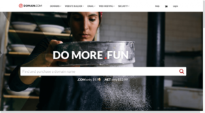 The homepage for Domain.com, a place to register your new business's domain name